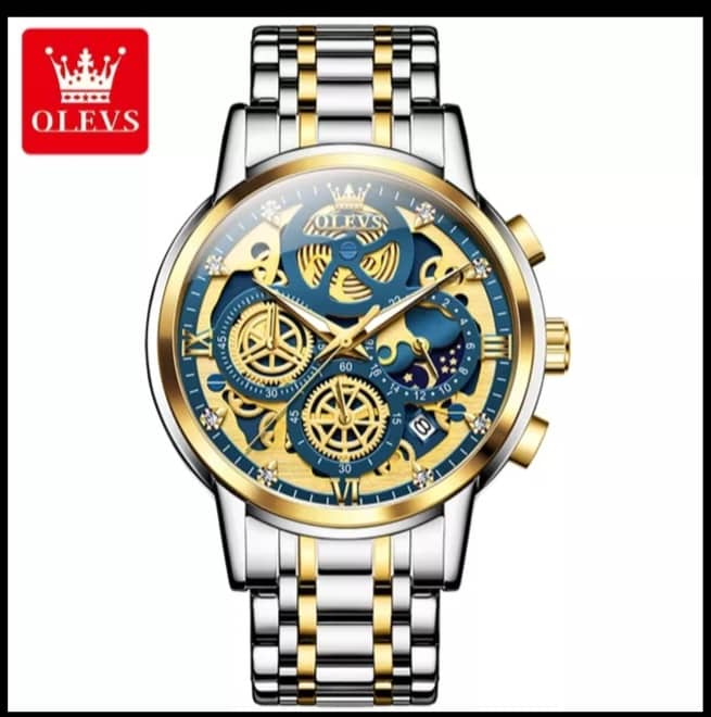 OLEVS 9947 Stainless Steel Chronograph Watch for Men - Image 2