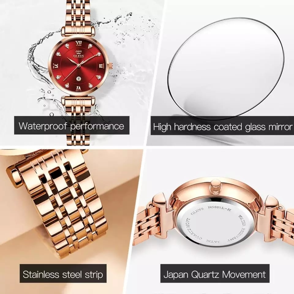 OLEVS 5866 Quartz Stainless Steel Watch For Women's - Image 4