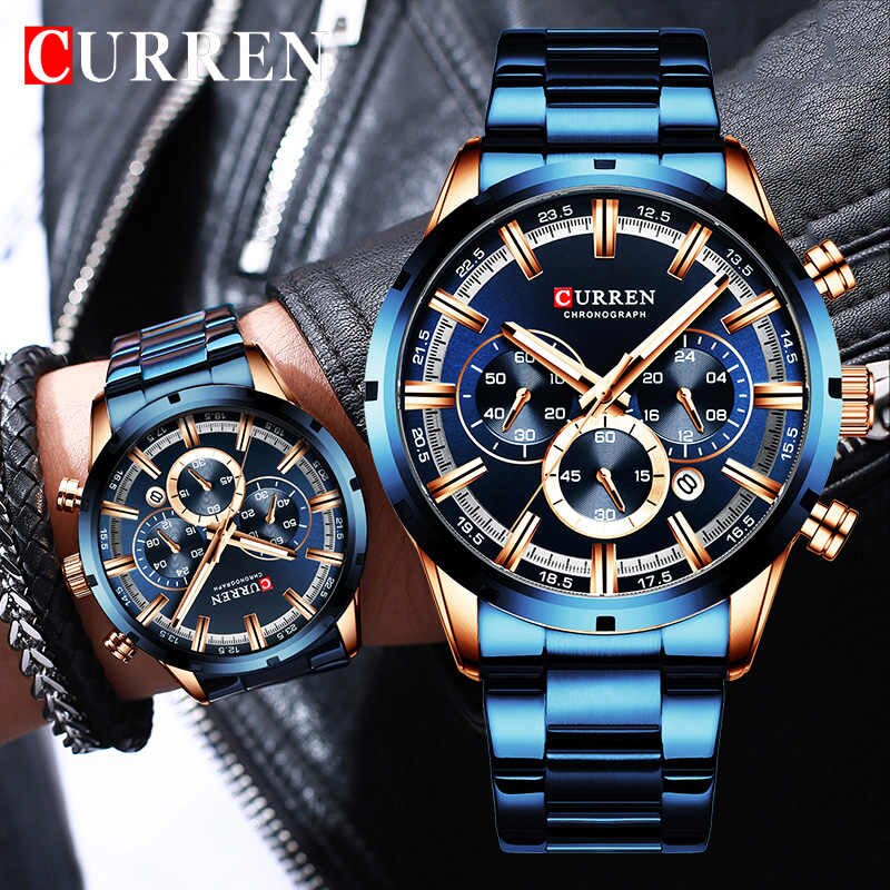 CURREN 8355 Stainless Steel Chronograph Watch For Men - Image 2