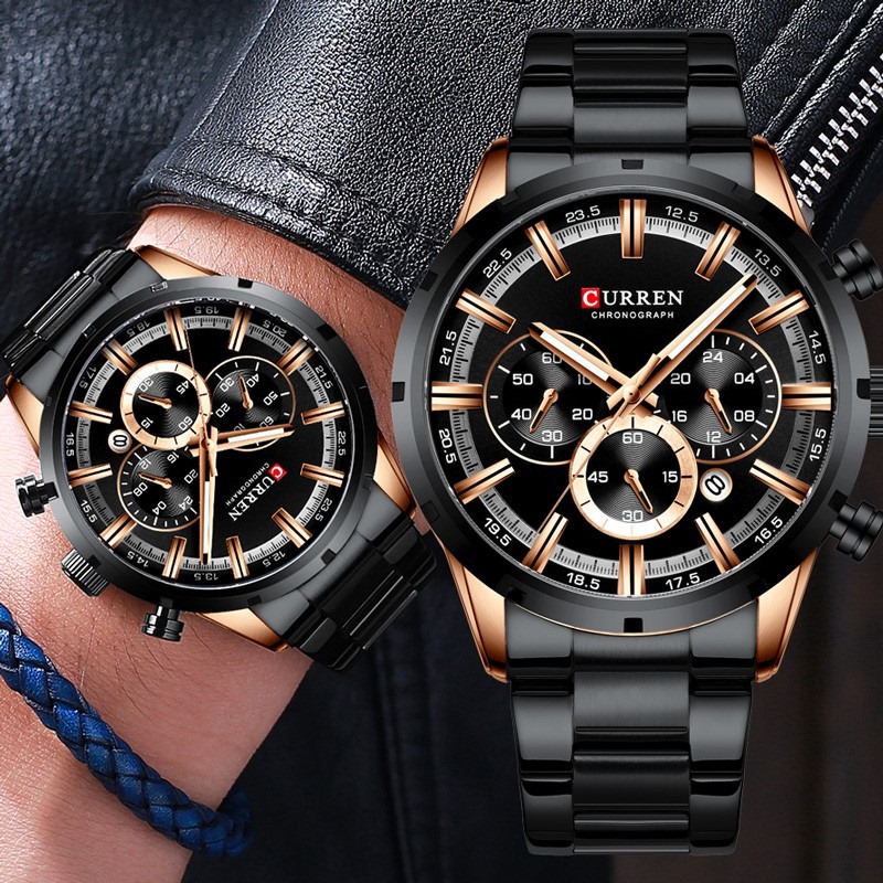 CURREN 8355 Stainless Steel Chronograph Watch For Men - Image 3