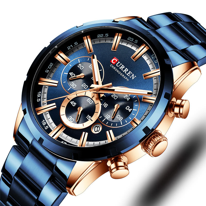CURREN 8355 Stainless Steel Chronograph Watch For Men - Image 3