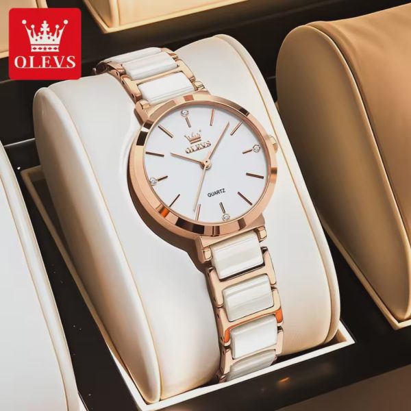 OLEVS 5877 Ceramics Quartz Watch Sweet Gift For Women