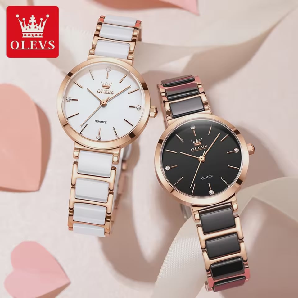 OLEVS 5877 Ceramics Quartz Watch Sweet Gift For Women - Image 3
