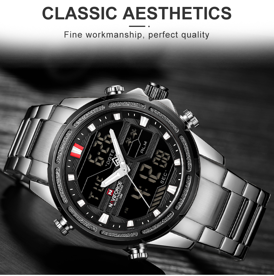 NAVIFORCE 9138 Mens Quartz LED Digital Watch - Image 4