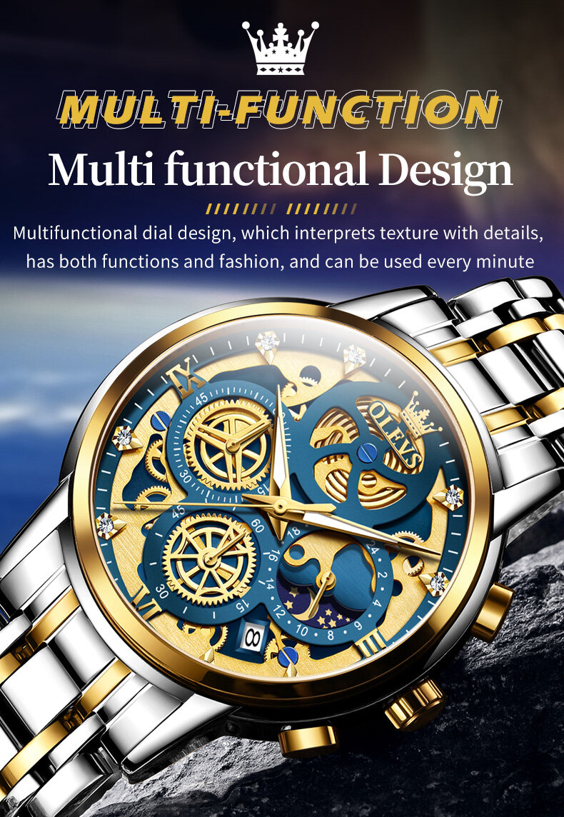 OLEVS 9947 Stainless Steel Chronograph Watch for Men - Image 4