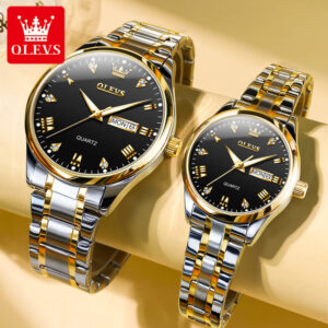 OLEVS 5563 Couple Stainless Steel Quartz Watches for Men and Women