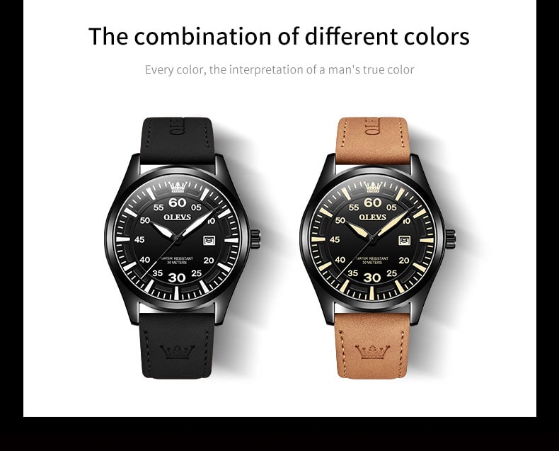 OLEVS 9962 Fashion Men Watch With Leather Strap - Image 4