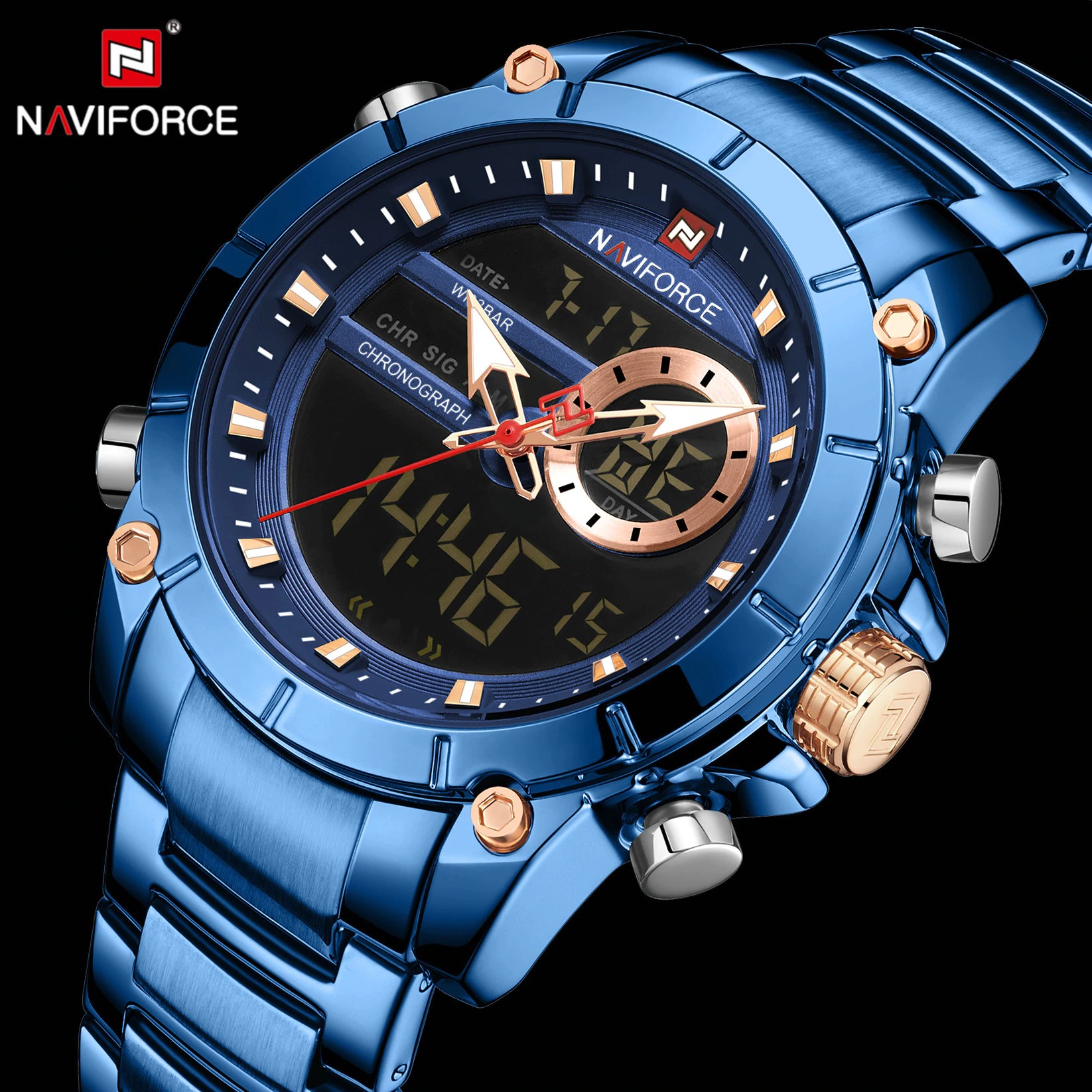 NAVIFORCE 9163 Dual Time Watch for Men’s - Image 2