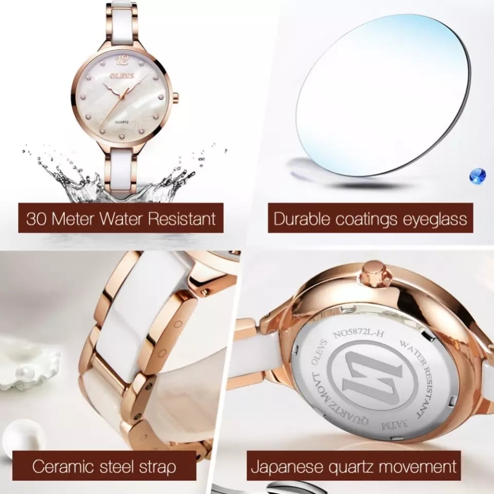Olevs 5872 Stainless Steel Analoge Wrist Watch For Women - Image 3