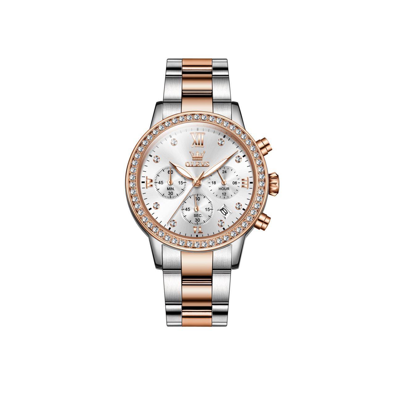levs 9933S Stainless Steel Chronograph Watch For Women - Image 2
