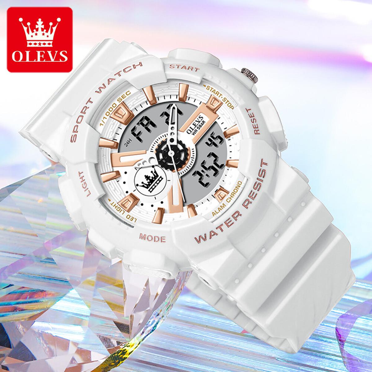 Olevs 1102 Rubber Dual Time Wrist Watch For Men’s - Image 2