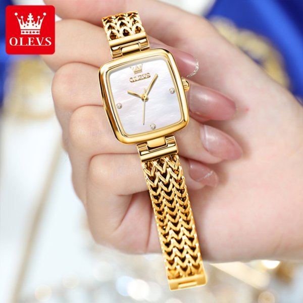 OLEVS 9948 Square Quartz Stainless Steel Watches for Women - Image 2