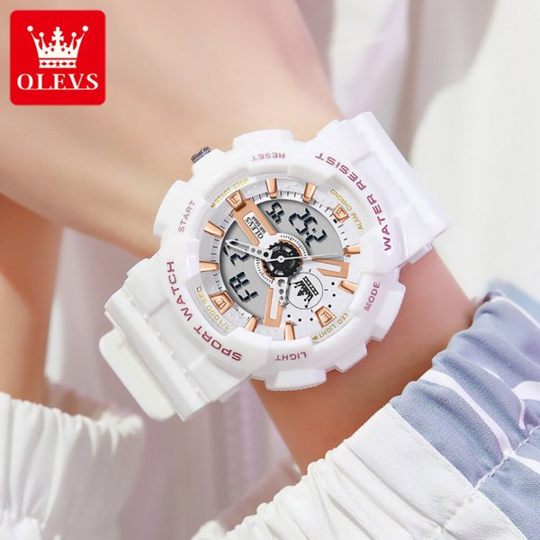 Olevs 1102 Rubber Dual Time Wrist Watch For Men’s - Image 4