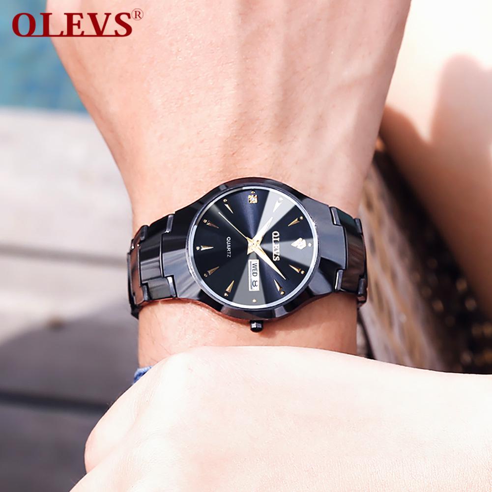 Olevs 8697 Tungsten SteelWatch for Men-Black - Image 2