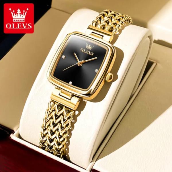 OLEVS 9948 Square Quartz Stainless Steel Watches for Women