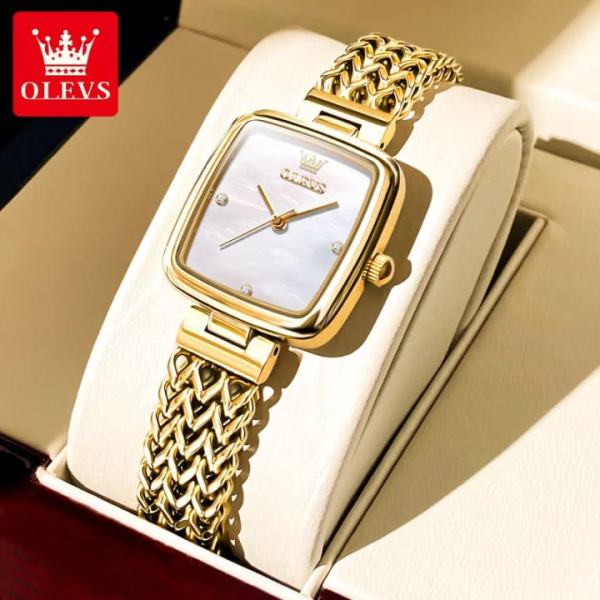 OLEVS 9948 Square Quartz Stainless Steel Watches for Women