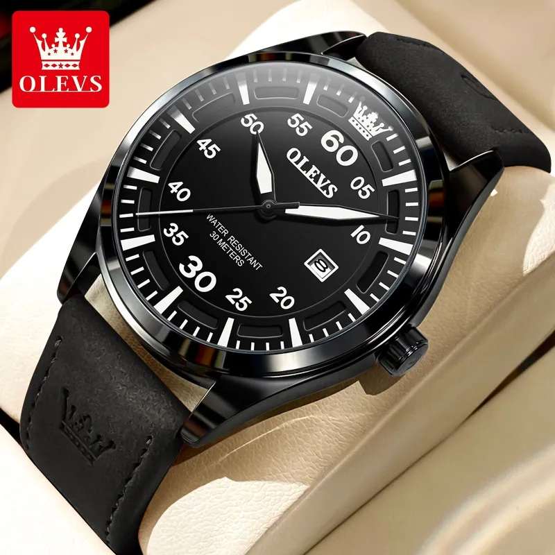 OLEVS 9962 Fashion Men Watch With Leather Strap