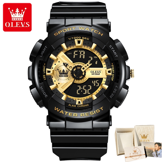 Olevs 1102 Rubber Dual Time Wrist Watch For Men’s - Image 3