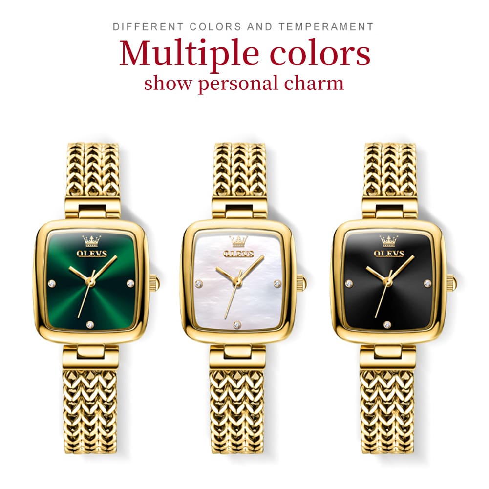 OLEVS 9948 Square Quartz Stainless Steel Watches for Women - Image 4