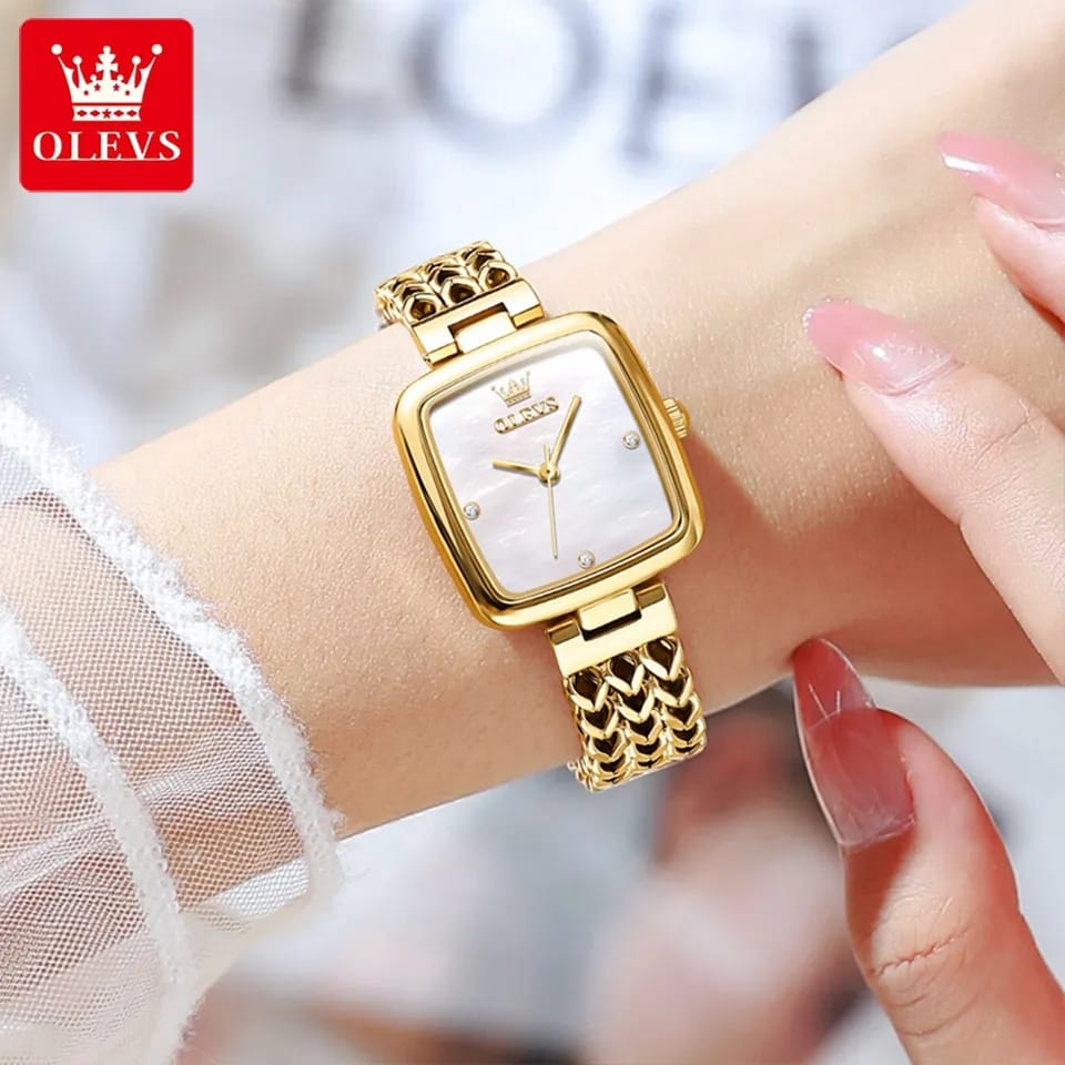 OLEVS 9948 Square Quartz Stainless Steel Watches for Women - Image 3