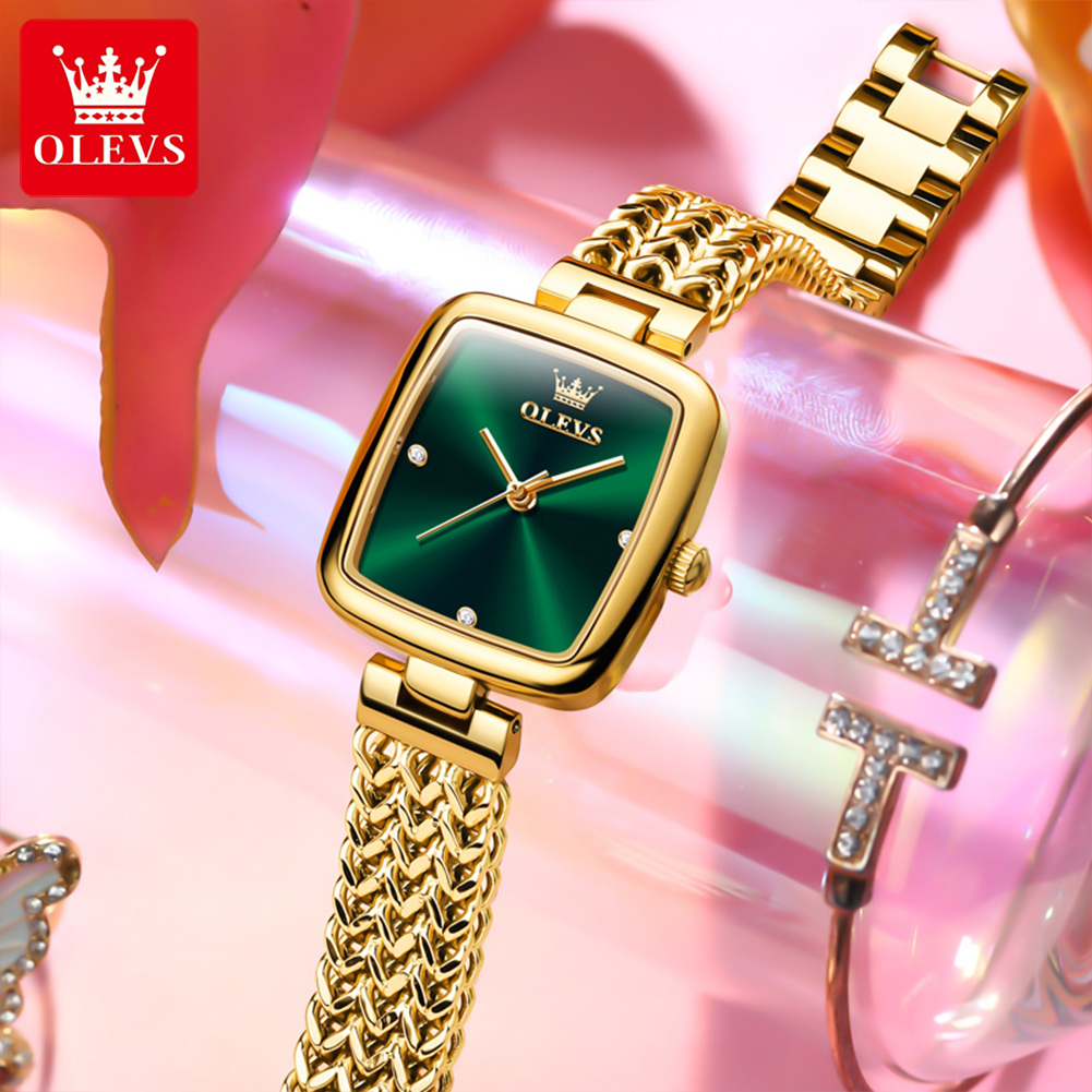 OLEVS 9948 Square Quartz Stainless Steel Watches for Women - Image 2