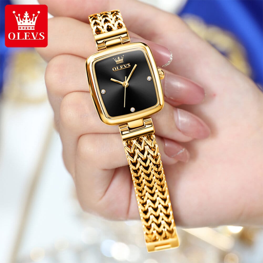 OLEVS 9948 Square Quartz Stainless Steel Watches for Women - Image 2
