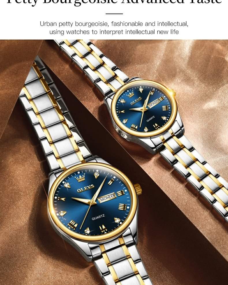 OLEVS 5563 Couple Stainless Steel Quartz Watches for Men and Women - Image 3