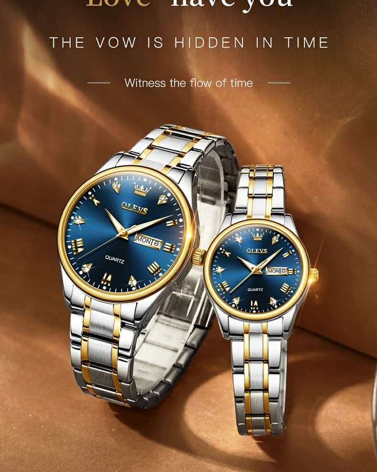 OLEVS 5563 Couple Stainless Steel Quartz Watches for Men and Women - Image 2