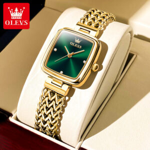 OLEVS 9948 Square Quartz Stainless Steel Watches for Women