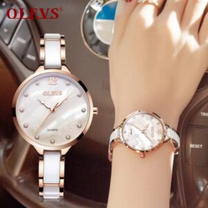 Olevs 5872 Stainless Steel Analoge Wrist Watch For Women