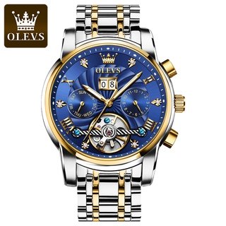 Olevs 9910 Automatic Mechanical Watch-Golden Blue - Image 4