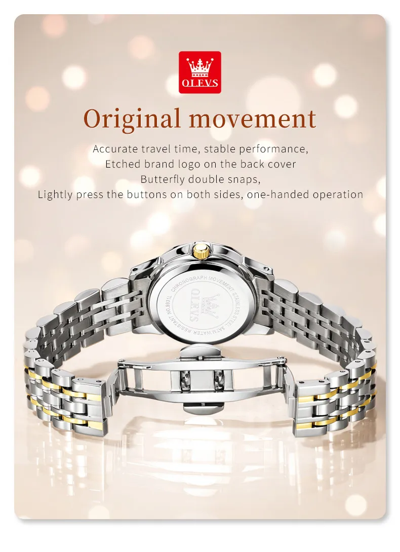OLEVS 9931 Quartz Stainless Steel Ladies Luxury Watch - Image 3