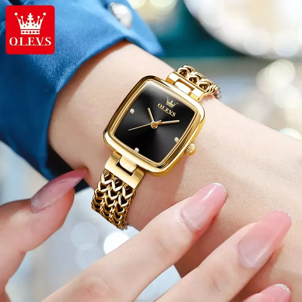 OLEVS 9948 Square Quartz Stainless Steel Watches for Women - Image 3
