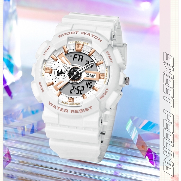 Olevs 1102 Rubber Dual Time Wrist Watch For Men’s - Image 5