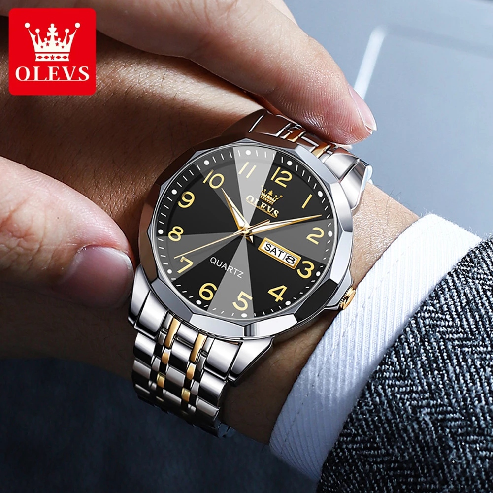 OLEVS 9970 Quartz Stainless Steel Strap Watch For Men - Image 3