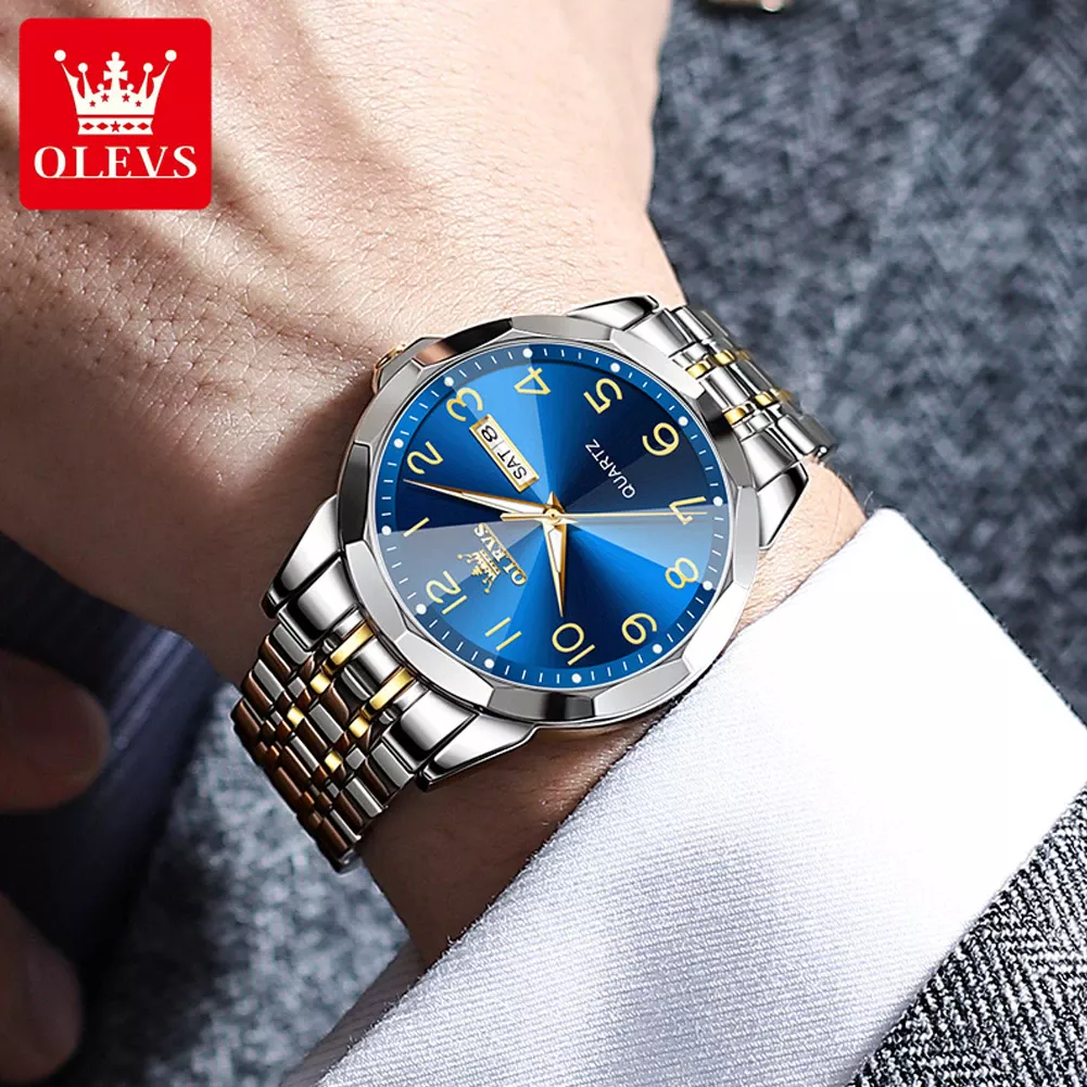 OLEVS 9970 Quartz Stainless Steel Strap Watch For Men - Image 4