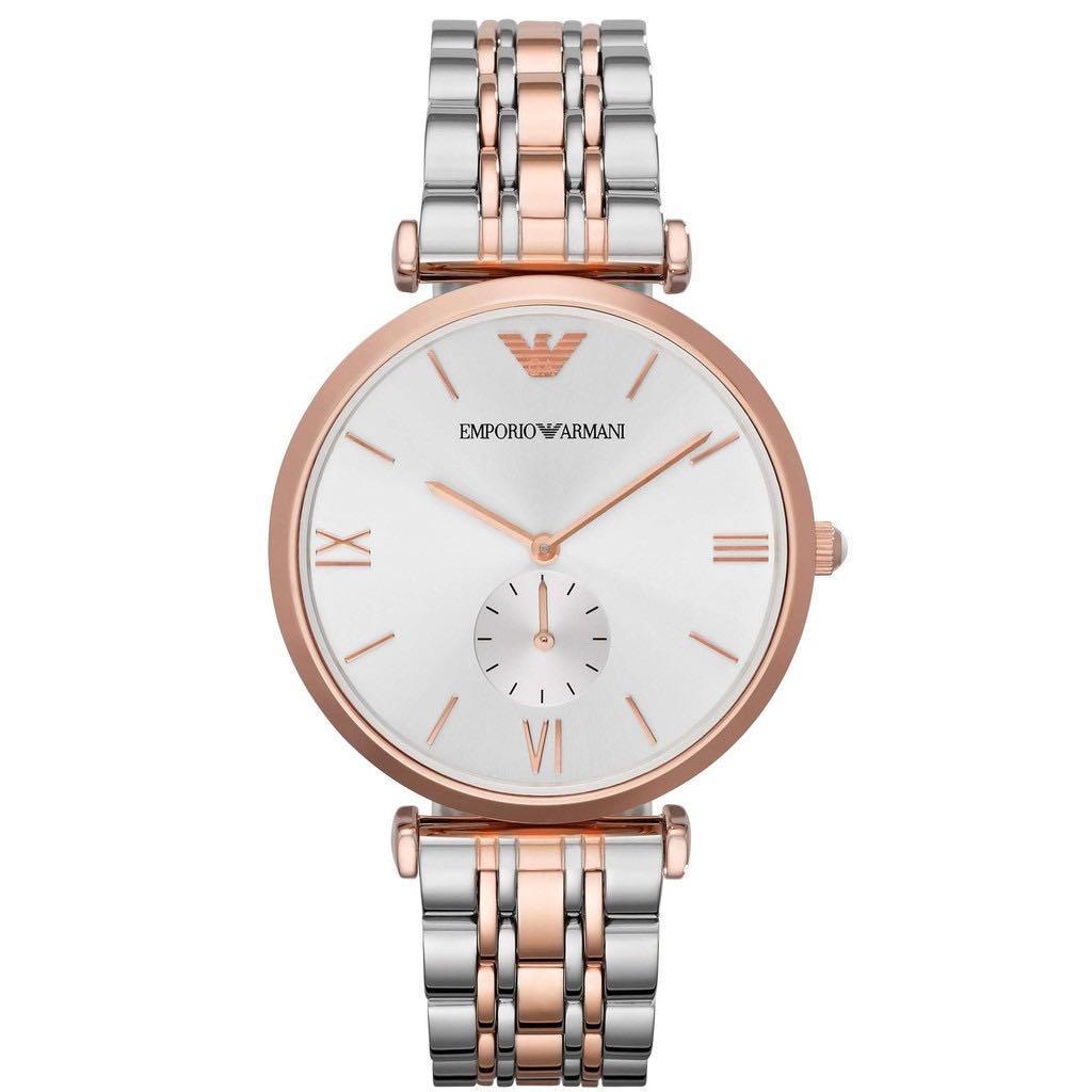 Emporio Armani 1677 Retro Silver Dial Two-Tone Watch For Men