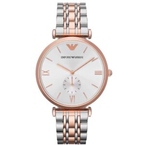 Emporio Armani 1677 Retro Silver Dial Two-Tone Watch For Men