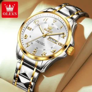 OLEVS 2910 Dual Calendar Men's Watches Luxury Stainless steel Casual Quartz Wristwatch for Men