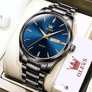 Olevs 6898 Wrist Watch For Men-Black Blue