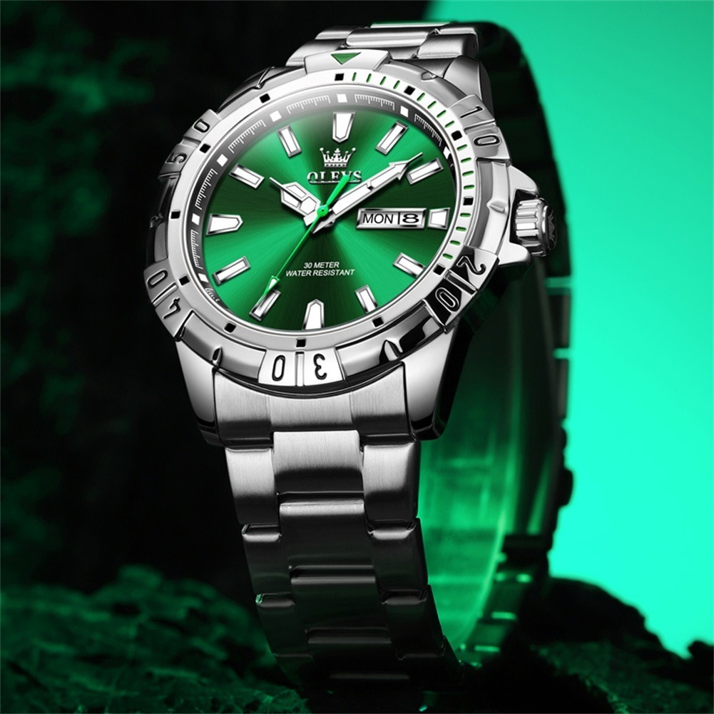 Olevs 5560 Wrist Watch fror men-Green - Image 2