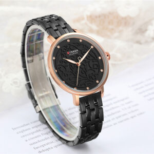 CURREN 9046 Black Stainless Steel Analog Watch For Women