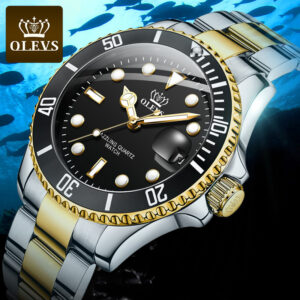 Olevs 5885 Men's wrist watch-golden black