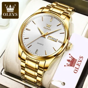Olevs 6898 Wrist Watch For Men-Golden
