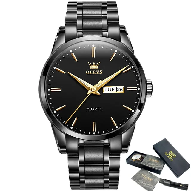 Olevs 6898 Wrist Watch For Men-Black - Image 2