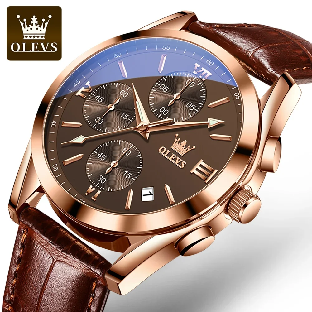 OLEVS 2872 Quartz Watches For Men Luminous Chronograph - Image 2