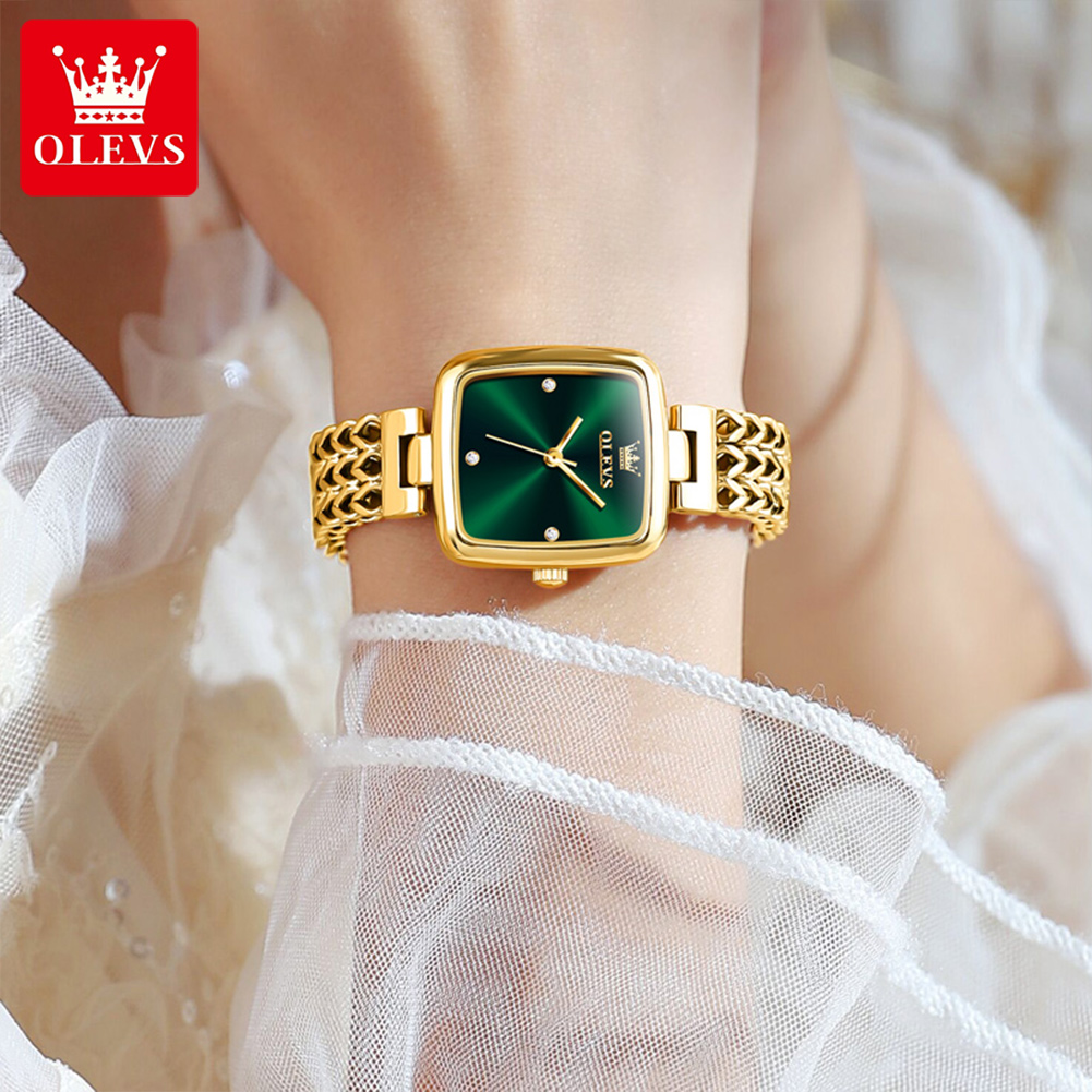OLEVS 9948 Square Quartz Stainless Steel Watch for Women - Image 2