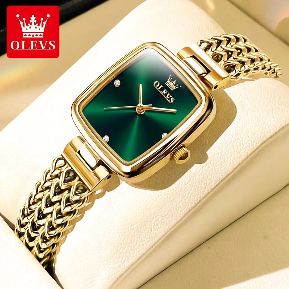 OLEVS 9948 Square Quartz Stainless Steel Watch for Women