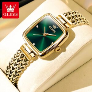 OLEVS 9948 Square Quartz Stainless Steel Watch for Women
