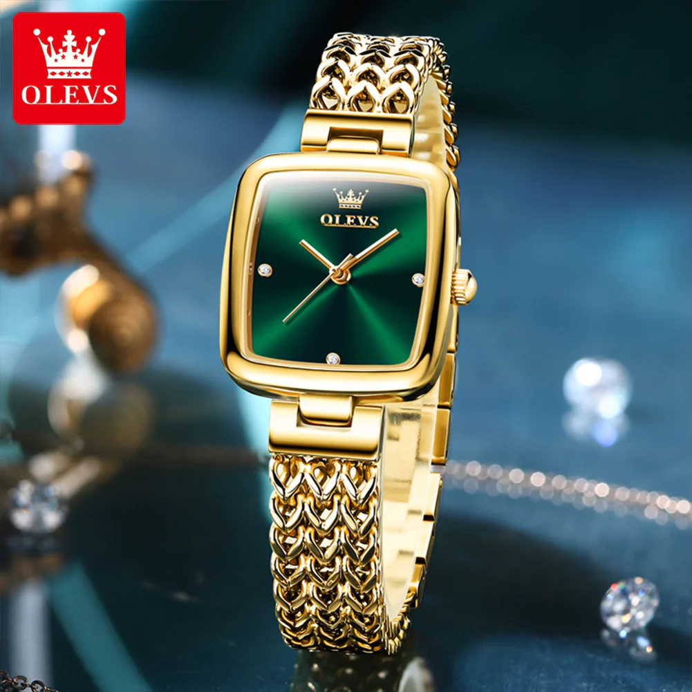 OLEVS 9948 Square Quartz Stainless Steel Watch for Women - Image 3